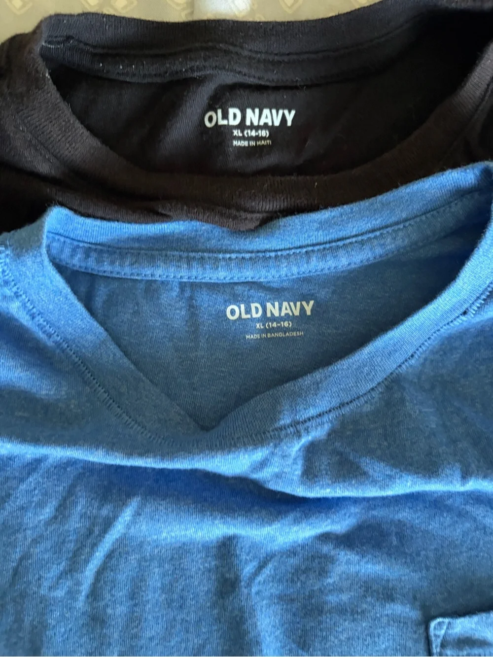 Old Navy Black and Blue Short-Sleeve Crewneck Tees - Pack of 2